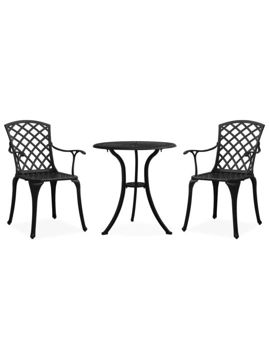 3dílný bistro set litý hliník černý