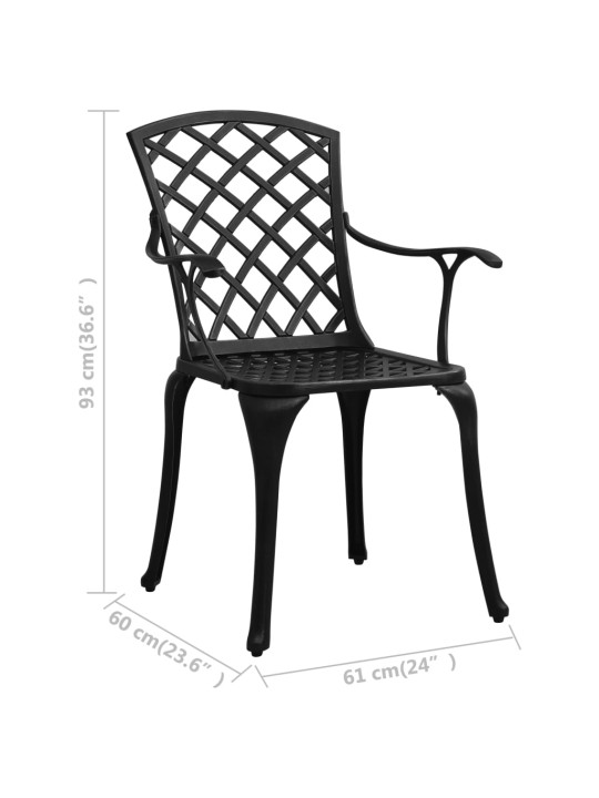 3dílný bistro set litý hliník černý