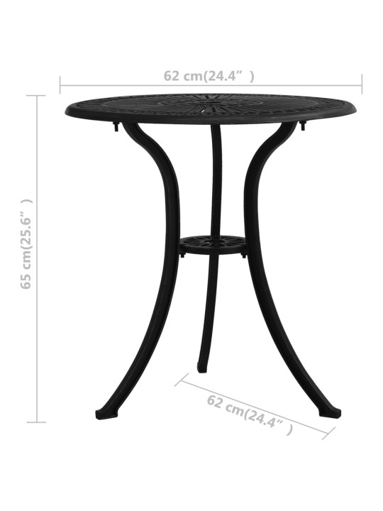 3dílný bistro set litý hliník černý