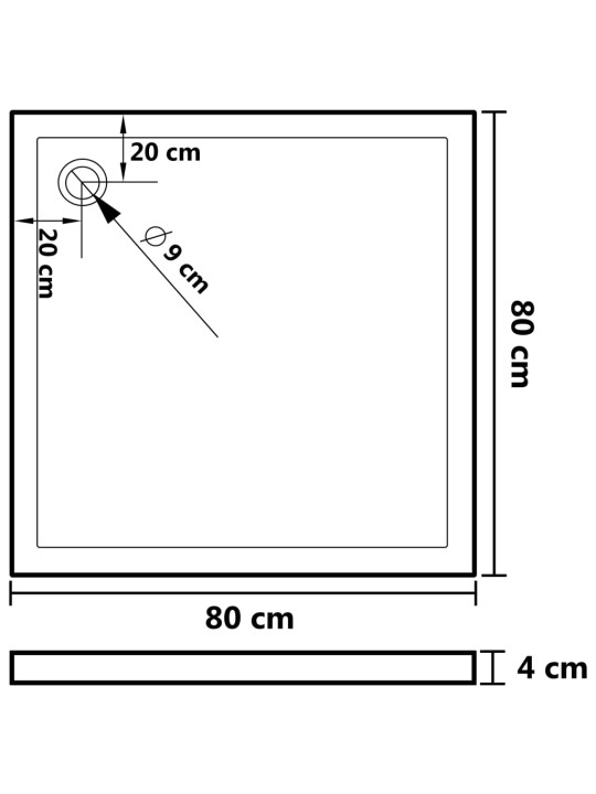 Čtvercová sprchová vanička ABS bílá 80 x 80 cm