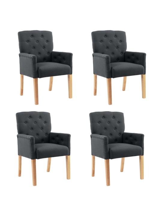 Jídelní židle s područkami 4 ks šedé textil