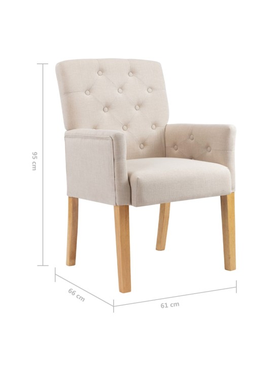 Jídelní židle s područkami 4 ks béžové textil