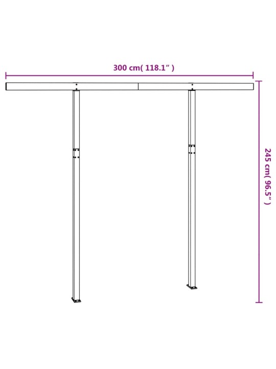 Sada sloupků pro markýzu antracitová 300 x 245 cm železo