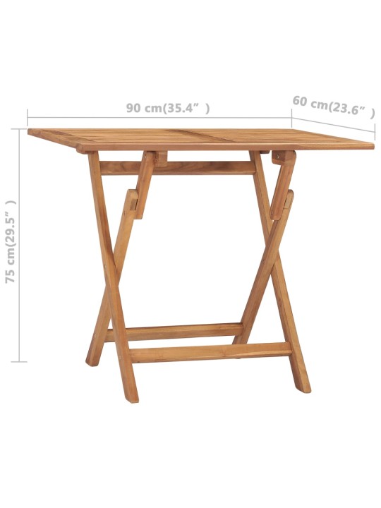 Skládací zahradní jídelní stůl 90 x 60 x 75 cm masivní teak