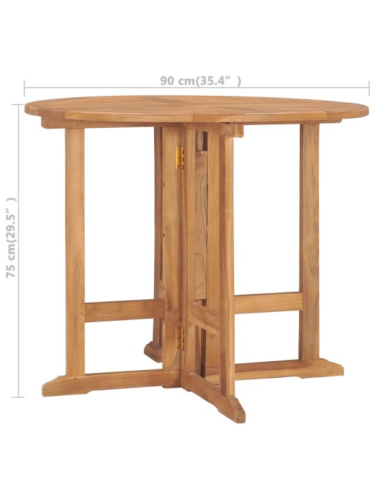 Skládací zahradní jídelní stůl Ø 90 x 75 cm masivní teak