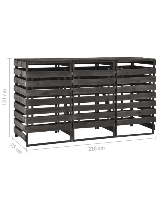 Přístřešek na tři popelnice 210x75x121 cm natřené borové dřevo