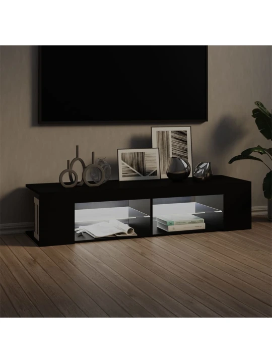 TV skříňka s LED osvětlením černá 135 x 39 x 30 cm