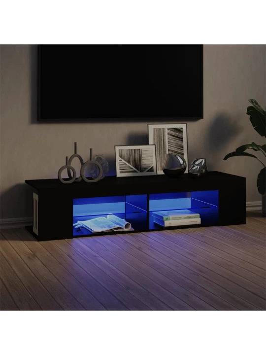 TV skříňka s LED osvětlením černá 135 x 39 x 30 cm