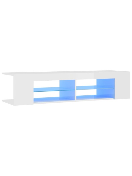 TV skříňka s LED osvětlením bílá s vysokým leskem 135x39x30 cm