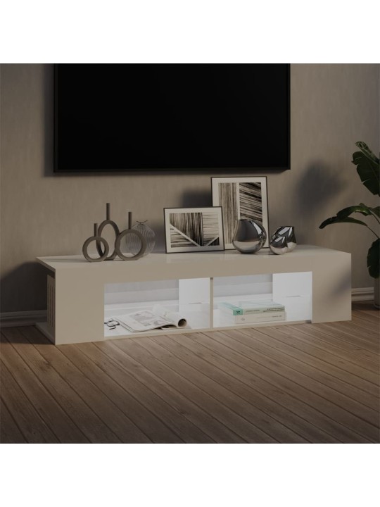TV skříňka s LED osvětlením bílá s vysokým leskem 135x39x30 cm