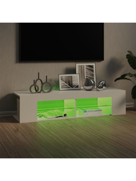 TV skříňka s LED osvětlením bílá s vysokým leskem 135x39x30 cm