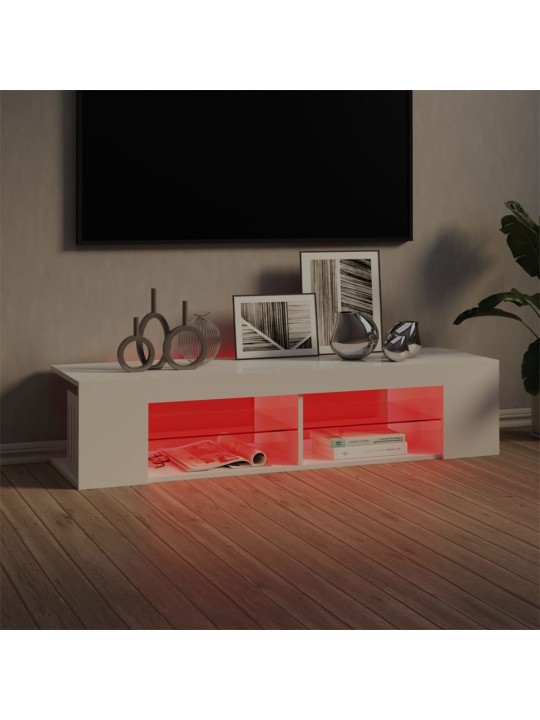 TV skříňka s LED osvětlením bílá s vysokým leskem 135x39x30 cm