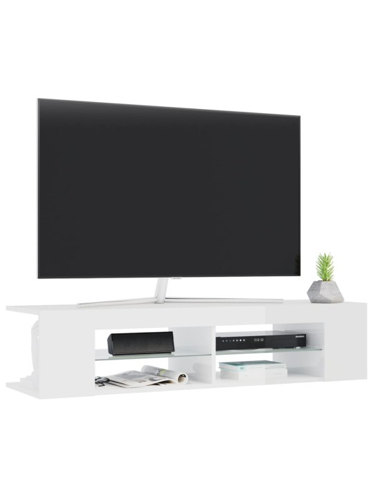 TV skříňka s LED osvětlením bílá s vysokým leskem 135x39x30 cm