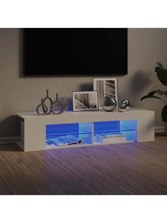TV skříňka s LED osvětlením bílá s vysokým leskem 135x39x30 cm