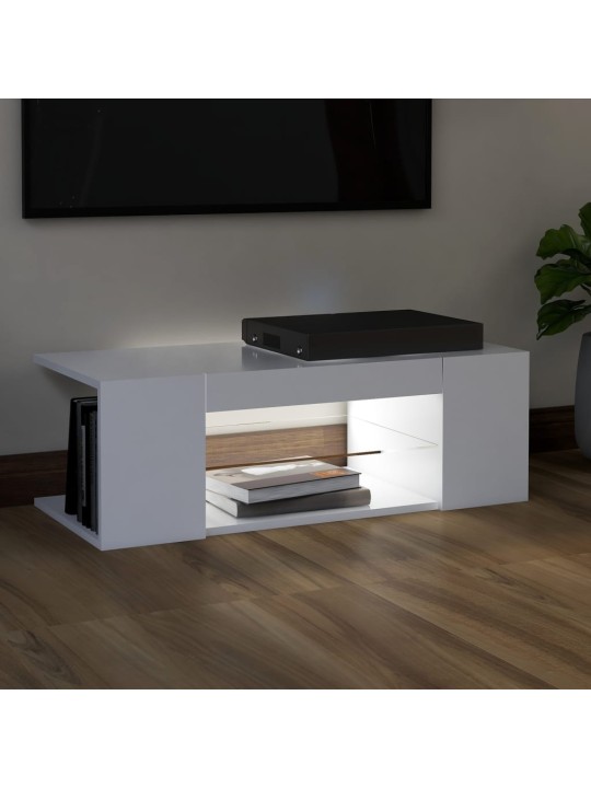 TV skříňka s LED osvětlením bílá 90 x 39 x 30 cm