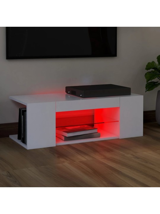 TV skříňka s LED osvětlením bílá 90 x 39 x 30 cm
