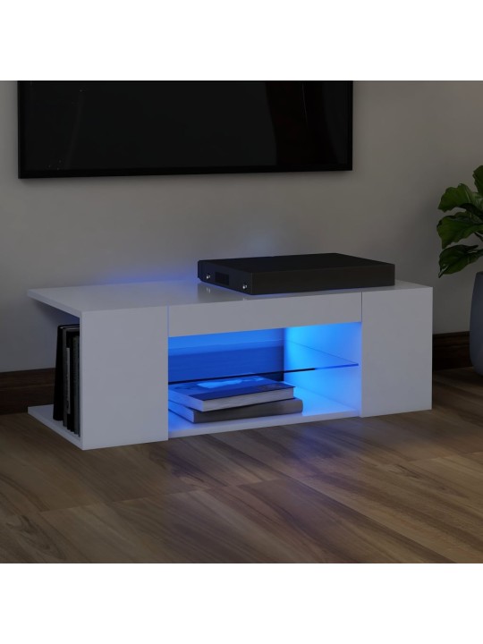 TV skříňka s LED osvětlením bílá 90 x 39 x 30 cm