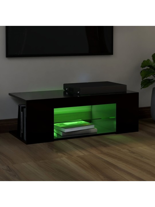 TV skříňka s LED osvětlením černá 90 x 39 x 30 cm