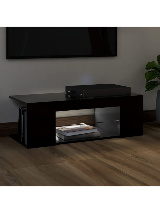 TV skříňka s LED osvětlením černá 90 x 39 x 30 cm