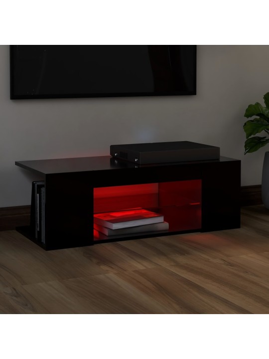 TV skříňka s LED osvětlením černá 90 x 39 x 30 cm