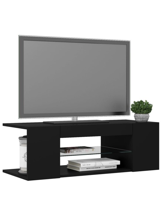 TV skříňka s LED osvětlením černá 90 x 39 x 30 cm