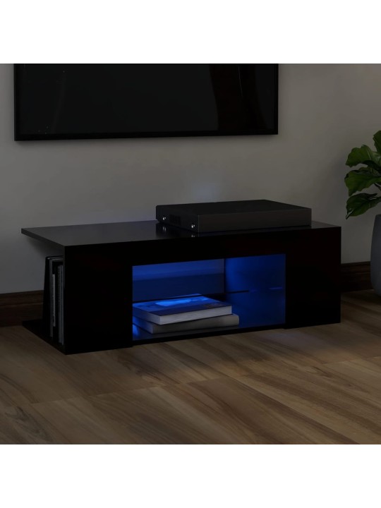 TV skříňka s LED osvětlením černá 90 x 39 x 30 cm