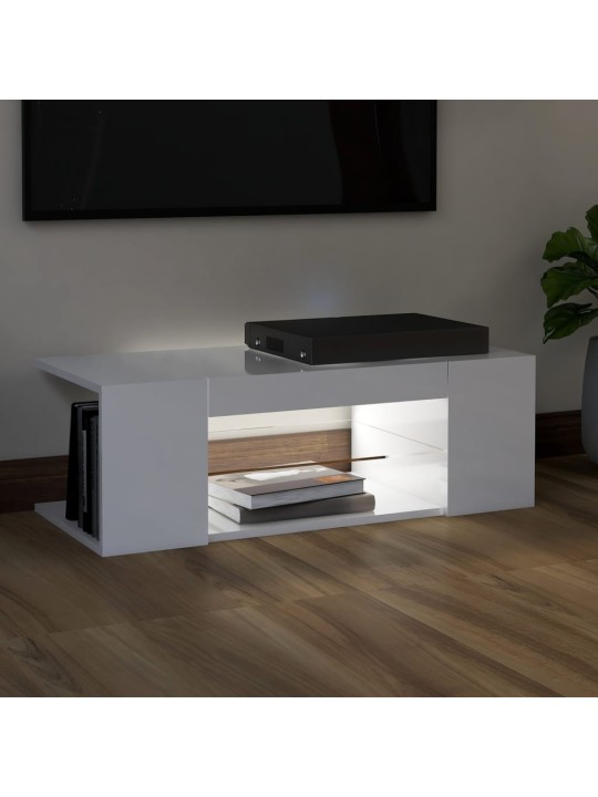 TV skříňka s LED osvětlením bílá s vysokým leskem 90x39x30 cm