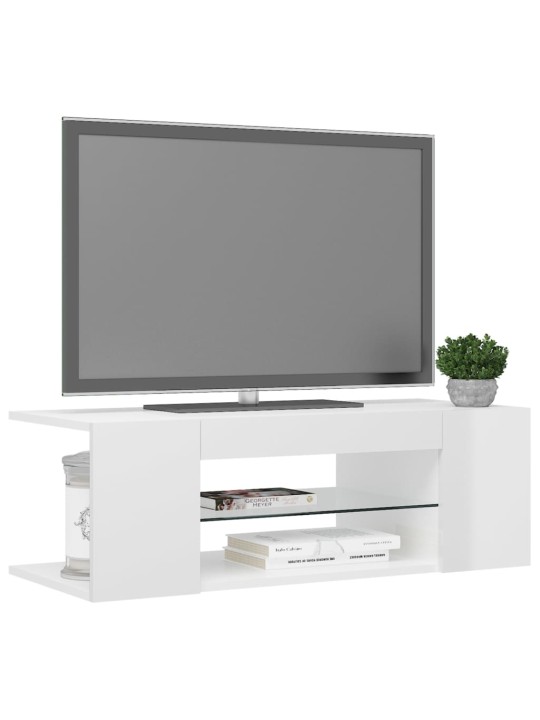 TV skříňka s LED osvětlením bílá s vysokým leskem 90x39x30 cm