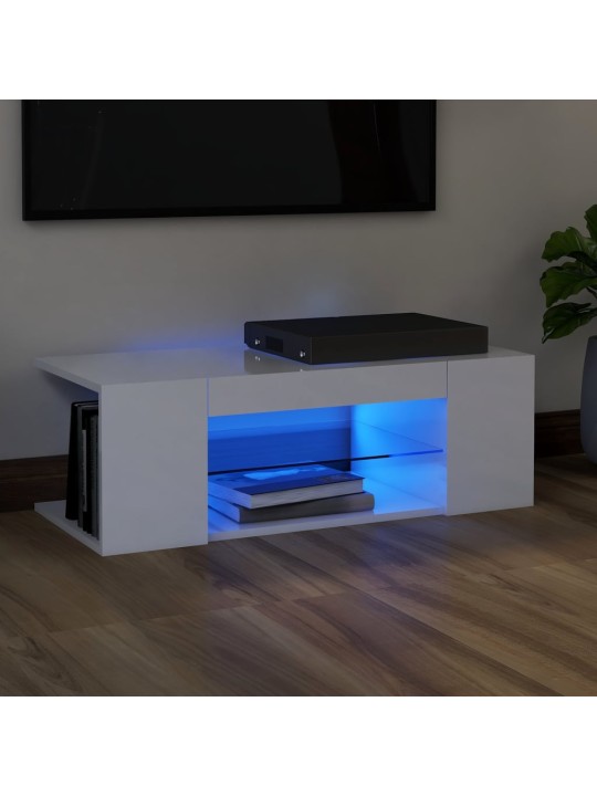 TV skříňka s LED osvětlením bílá s vysokým leskem 90x39x30 cm