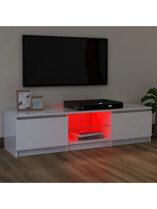 TV skříňka s LED osvětlením bílá vysoký lesk 120 x 30 x 35,5 cm