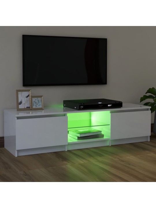 TV skříňka s LED osvětlením bílá vysoký lesk 120 x 30 x 35,5 cm