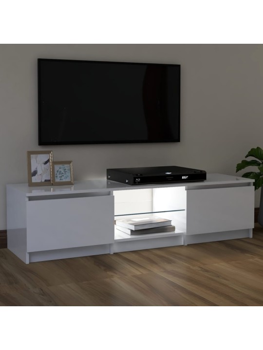 TV skříňka s LED osvětlením bílá vysoký lesk 120 x 30 x 35,5 cm