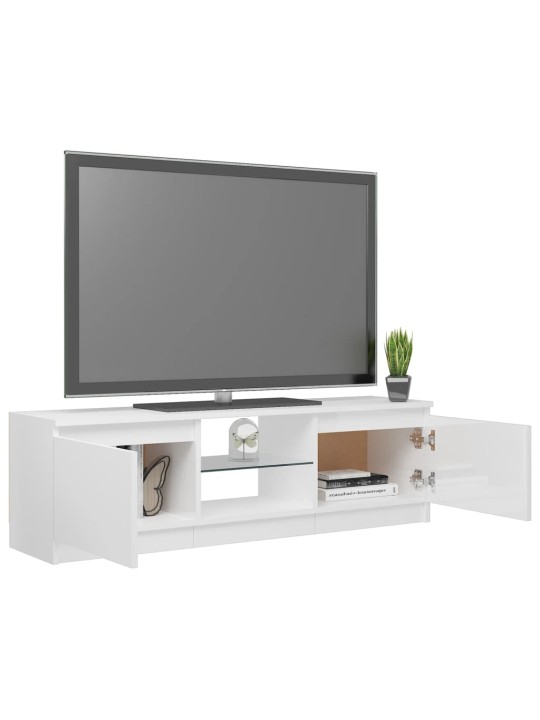 TV skříňka s LED osvětlením bílá vysoký lesk 120 x 30 x 35,5 cm