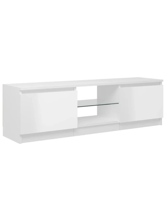 TV skříňka s LED osvětlením bílá vysoký lesk 120 x 30 x 35,5 cm