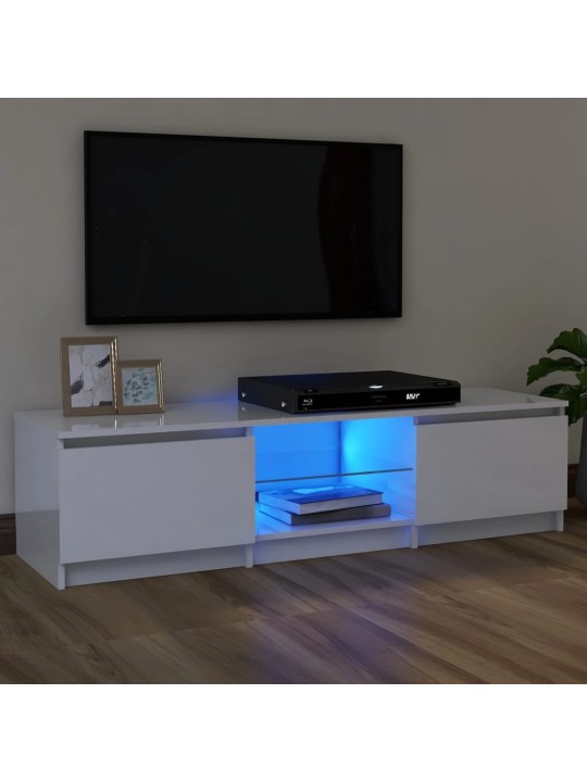 TV skříňka s LED osvětlením bílá vysoký lesk 120 x 30 x 35,5 cm