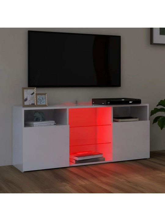 TV skříňka s LED osvětlením bílá s vysokým leskem 120x30x50 cm