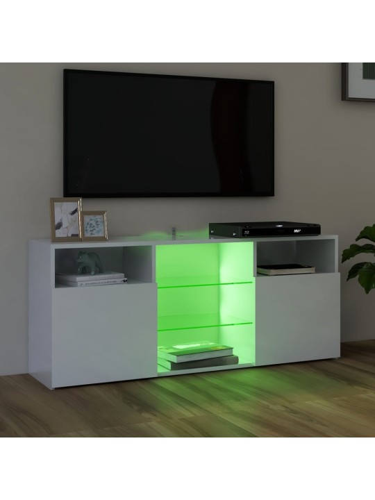 TV skříňka s LED osvětlením bílá s vysokým leskem 120x30x50 cm