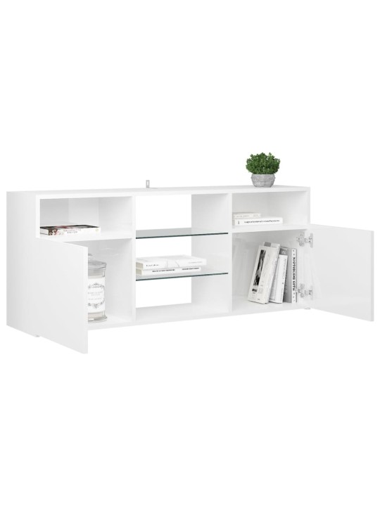 TV skříňka s LED osvětlením bílá s vysokým leskem 120x30x50 cm