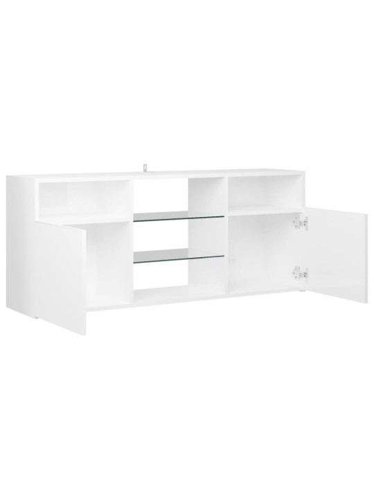 TV skříňka s LED osvětlením bílá s vysokým leskem 120x30x50 cm