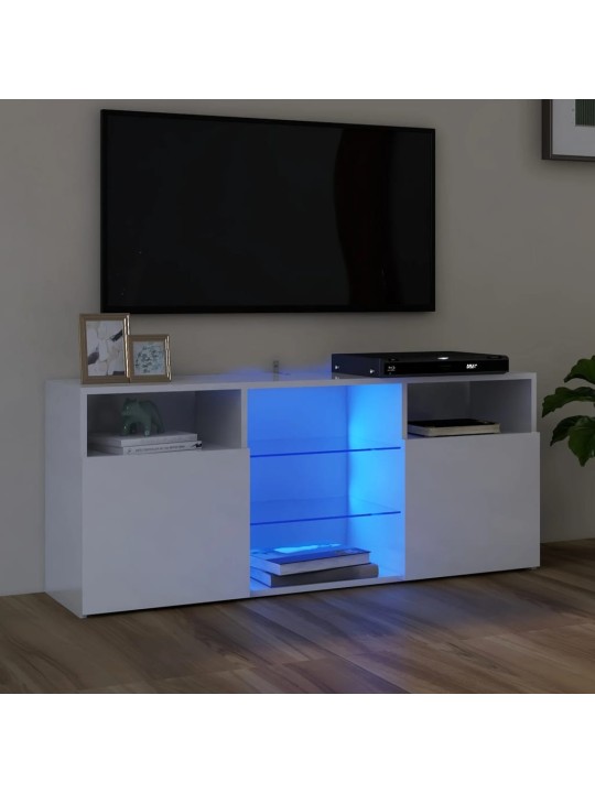 TV skříňka s LED osvětlením bílá s vysokým leskem 120x30x50 cm