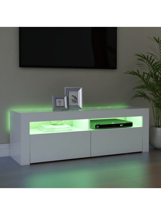 TV skříňka s LED osvětlením bílá 120 x 35 x 40 cm