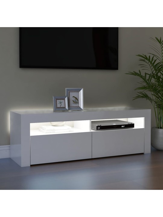 TV skříňka s LED osvětlením bílá s vysokým leskem 120x35x40 cm