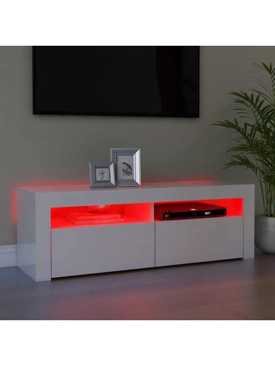 TV skříňka s LED osvětlením bílá s vysokým leskem 120x35x40 cm