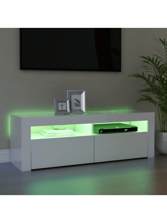 TV skříňka s LED osvětlením bílá s vysokým leskem 120x35x40 cm