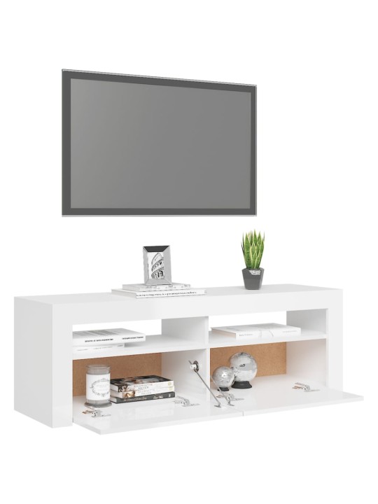 TV skříňka s LED osvětlením bílá s vysokým leskem 120x35x40 cm