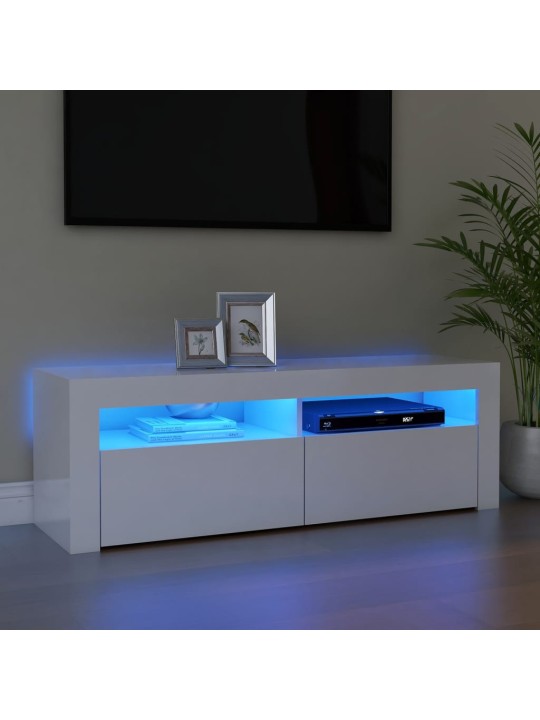 TV skříňka s LED osvětlením bílá s vysokým leskem 120x35x40 cm