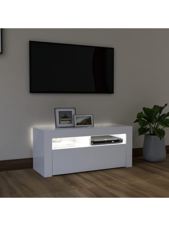 TV skříňka s LED osvětlením bílá 90 x 35 x 40 cm