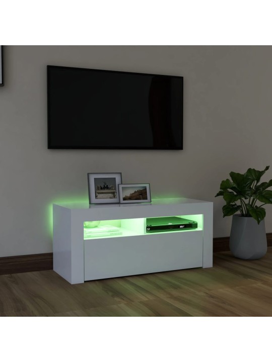 TV skříňka s LED osvětlením bílá 90 x 35 x 40 cm