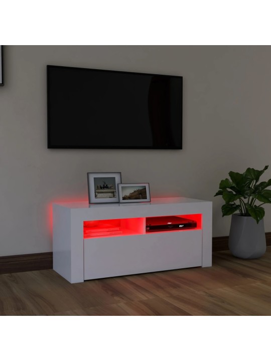 TV skříňka s LED osvětlením bílá 90 x 35 x 40 cm
