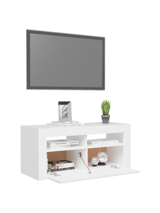 TV skříňka s LED osvětlením bílá 90 x 35 x 40 cm